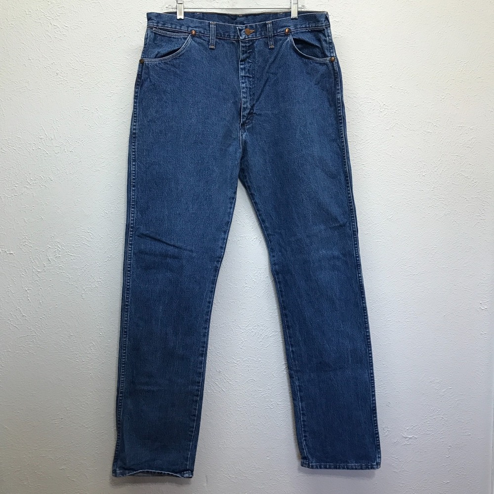 Vintage Wrangler 13MWZGK Cowboy Cut Slim Fit Jeans Mens 38x36 Made in USA Denim